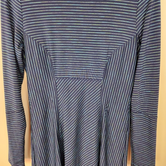 Prana Blue Striped Long Sleeve Scramble Mock Neck Stretch Dress Sz S - Picture 3 of 9